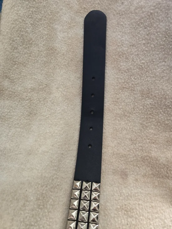 Target Black 3 Row Pyramid Studded Triple-Row Belt Punk Rock Goth Metal - Picture 6 of 9